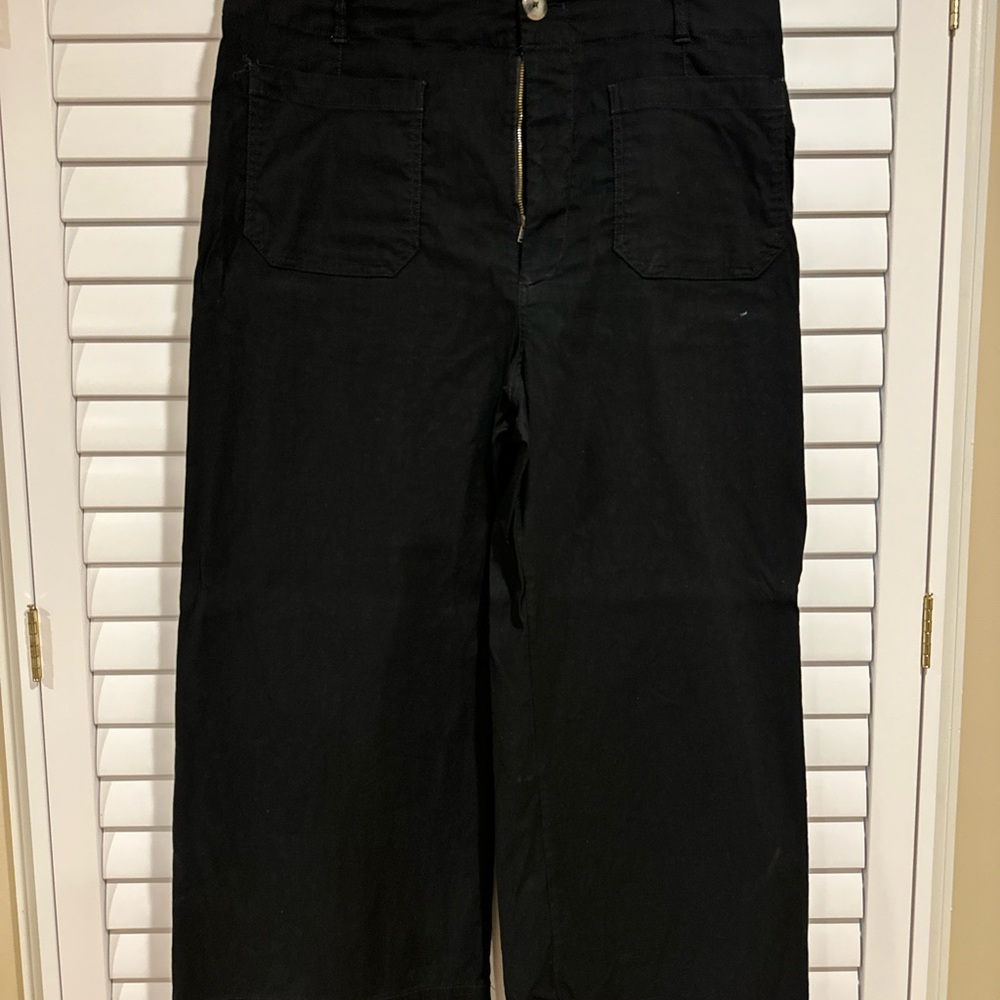Anthropologie Colette Cropped Black Wide Leg Pants
